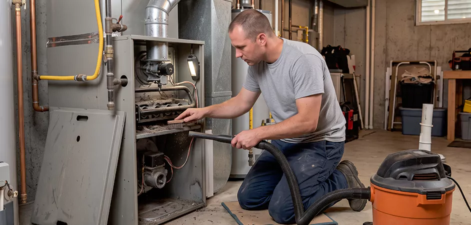 Burner and Heater Compartment Lint Removal in Annapolis